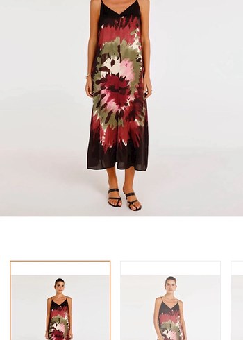 Yargıcı Çok Renkli Askılı Midi Elbise - Görsel 4