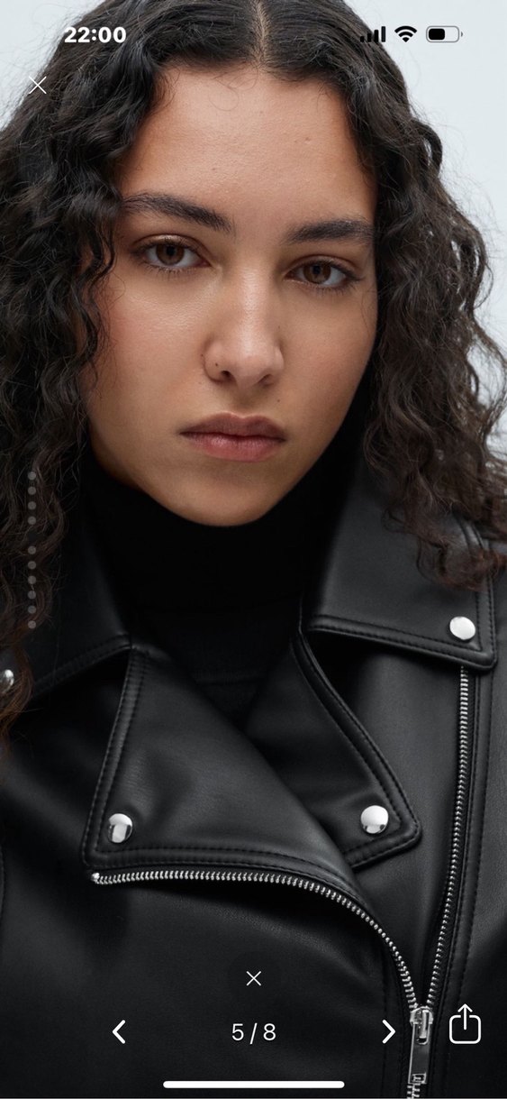 Kadın Siyah Deri Biker Ceket - Görsel 3