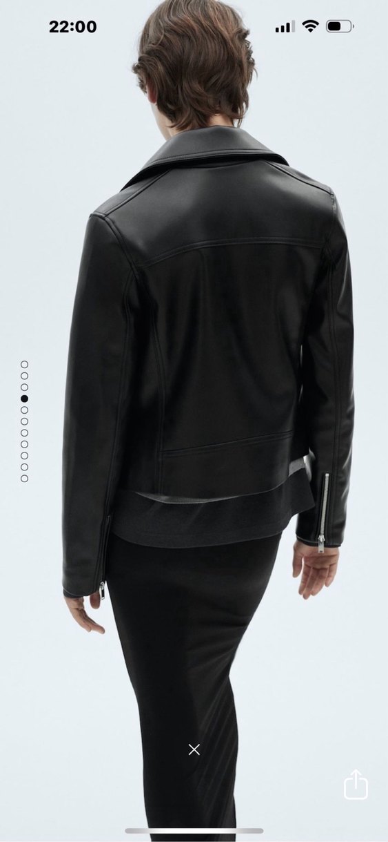 Kadın Siyah Deri Biker Ceket - Görsel 2