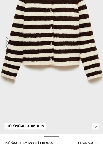 Düğmeli Çizgili Midi Kahverengi Kadın Hırka - Görsel 6