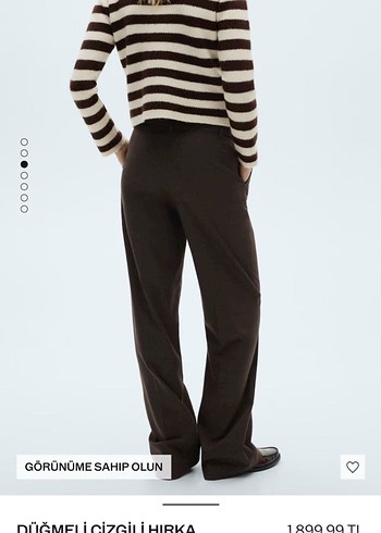 Düğmeli Çizgili Midi Kahverengi Kadın Hırka - Görsel 3