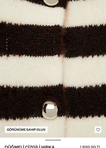 Düğmeli Çizgili Midi Kahverengi Kadın Hırka - Görsel 5