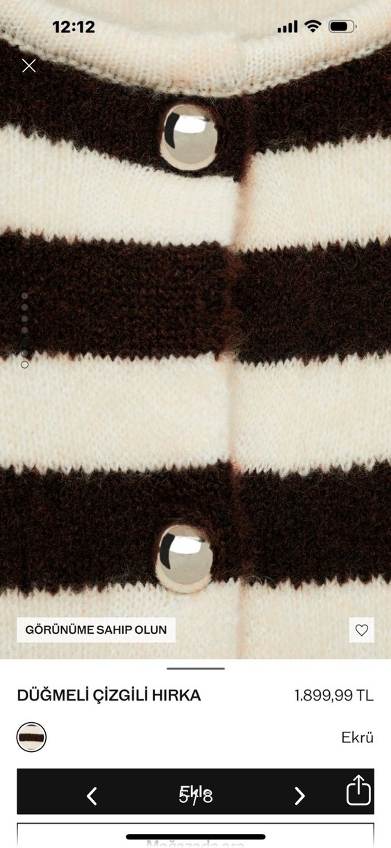 Düğmeli Çizgili Midi Kahverengi Kadın Hırka - Görsel 5