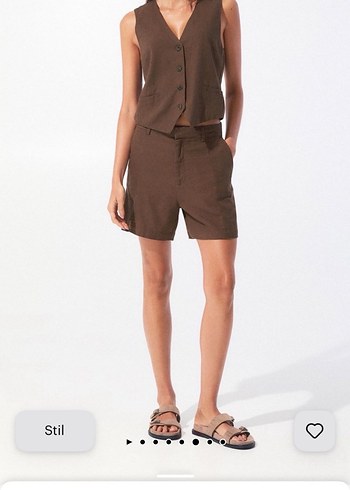 Kahverengi Süet Düğmeli V Yaka Kadın Yelek - Görsel 2