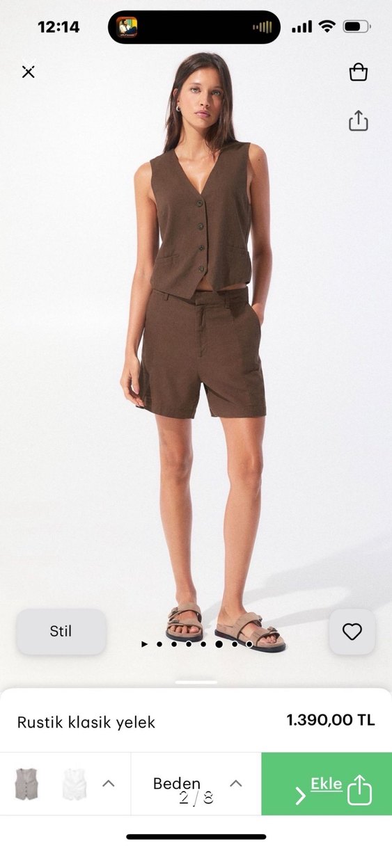 Kahverengi Süet Düğmeli V Yaka Kadın Yelek - Görsel 2