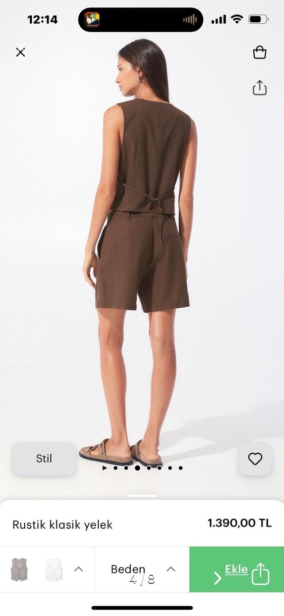 Kahverengi Süet Düğmeli V Yaka Kadın Yelek - Görsel 4