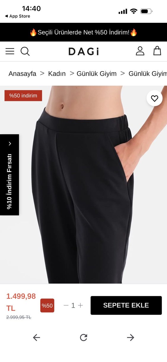 #DAGİ MARKASI Siyah Kadın Rahat Kesim Eşofman Altı - Görsel 4