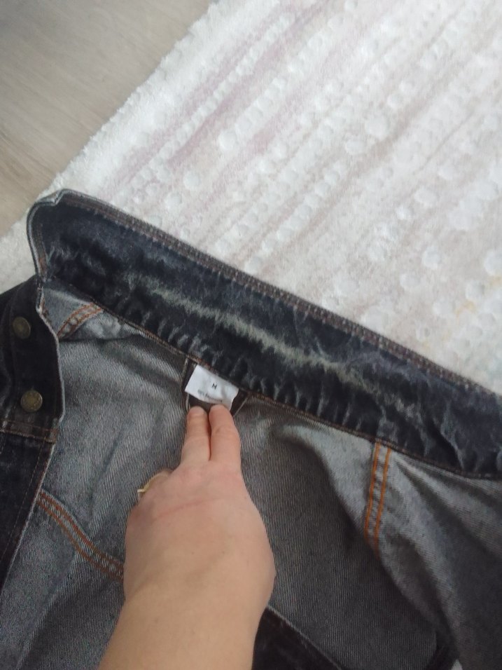 Antrasit Kadın Kolsuz Denim Biker Ceket M/L beden - Görsel 3