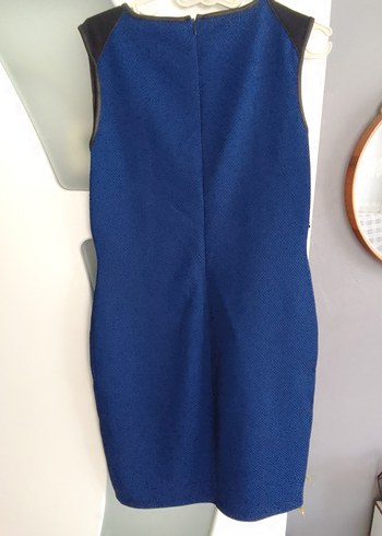 Mavi Kolsuz Midi Kalem Elbise M beden - Görsel 3