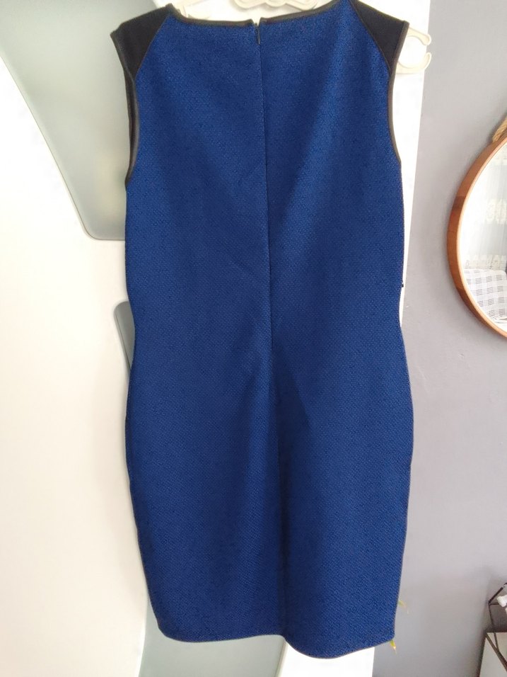 Mavi Kolsuz Midi Kalem Elbise M beden - Görsel 3