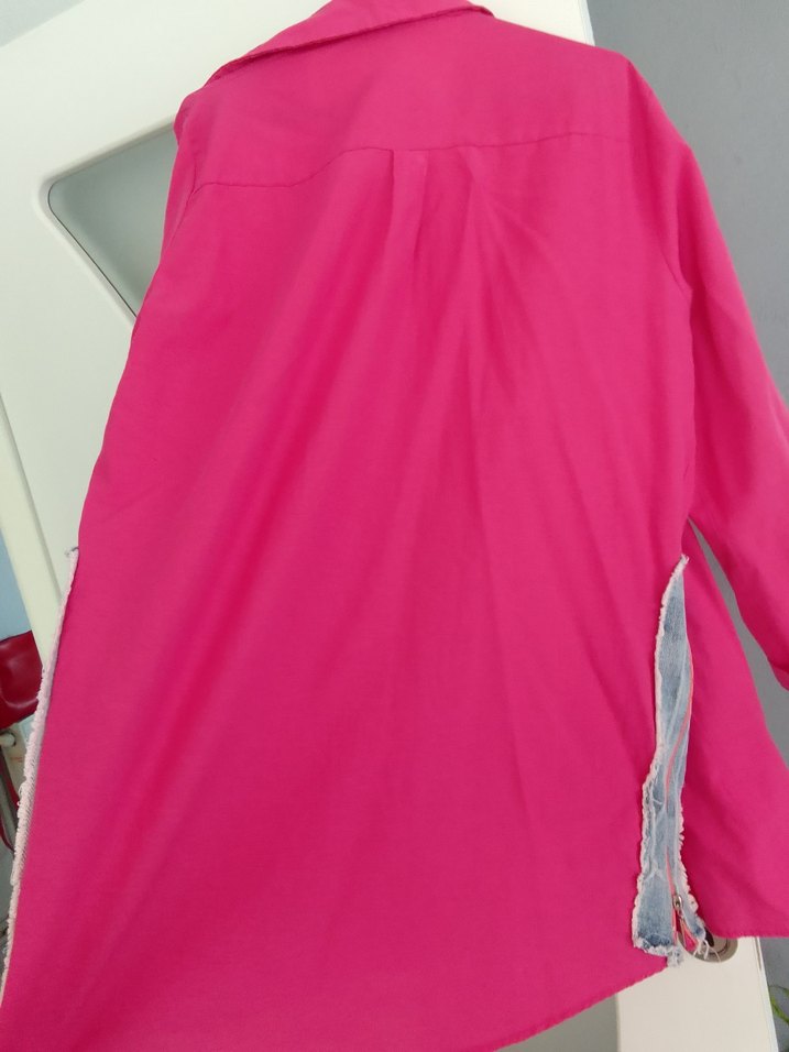 Pembe Uzun Kollu Salaş Kadın Gömlek - Görsel 5