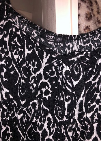 Uzun Kollu Siyah Beyaz Bohem Elbise - Görsel 2