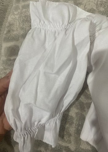 s Beden beyaz Renk Düğmeli Beyaz Keten Straplez Mini Büstiyer