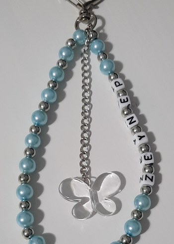 Turkuaz Boncuklu Kelebek Figürlü Kadın Charm - Görsel 2