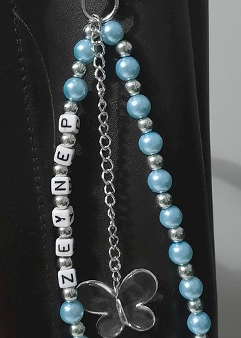 Turkuaz Boncuklu Kelebek Figürlü Kadın Charm - Görsel 3