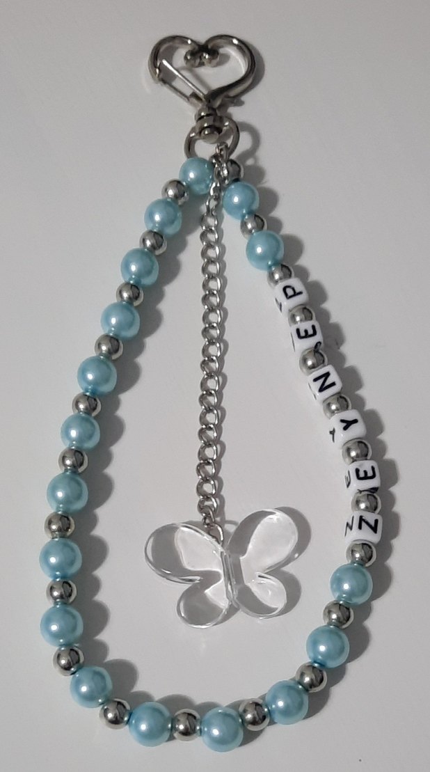 Turkuaz Boncuklu Kelebek Figürlü Kadın Charm - Görsel 2