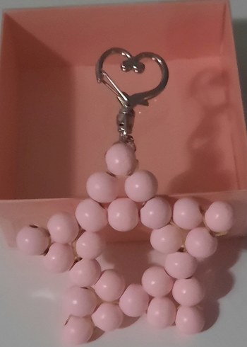 Pembe Boncuklu Kadın Anahtarlık - Görsel 2