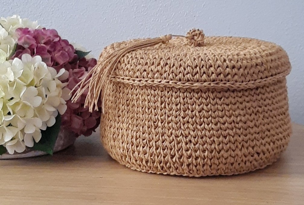 Kağıt iplik Örgü Hasır Dekoratif Sepet Saklama Sepeti - Görsel 2