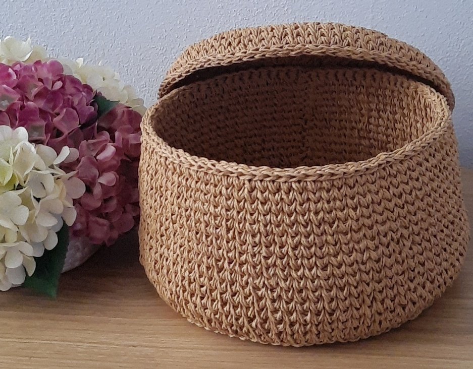 Kağıt iplik Örgü Hasır Dekoratif Sepet Saklama Sepeti - Görsel 4