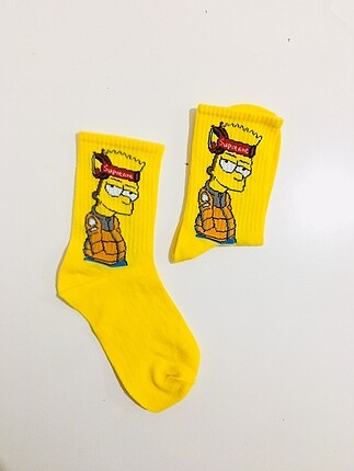 Supreme Simpson Desenli Çorap