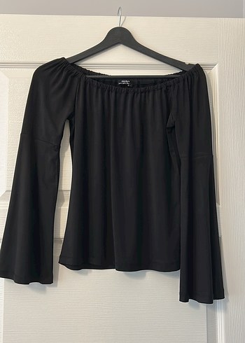 Siyah Uzun Kollu Kayık Yaka Bluz - Görsel 2