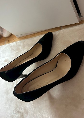 Siyah kadife Stiletto Topuklu Kadın Ayakkabı - Görsel 6