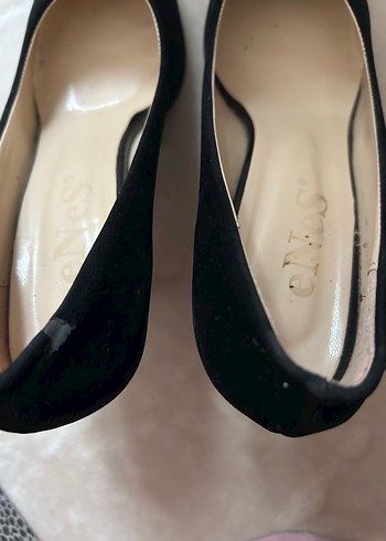 Siyah kadife Stiletto Topuklu Kadın Ayakkabı - Görsel 2