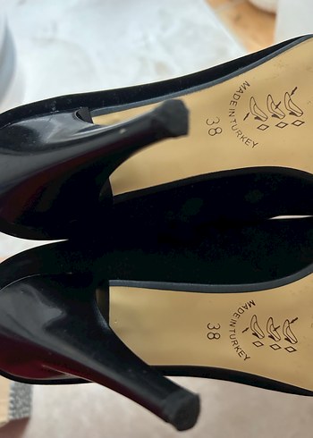 Siyah kadife Stiletto Topuklu Kadın Ayakkabı - Görsel 3