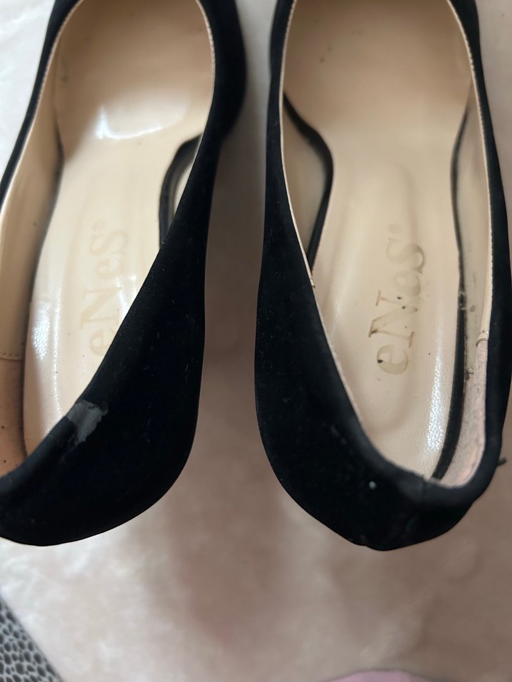 Siyah kadife Stiletto Topuklu Kadın Ayakkabı - Görsel 2