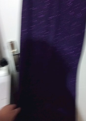 Mor Payetli V Yaka Uzun Abiye Elbise - Görsel 4