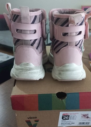 Kız Çocuk Pembe Zebra Desenli Cırt Detaylı Bot - Görsel 3