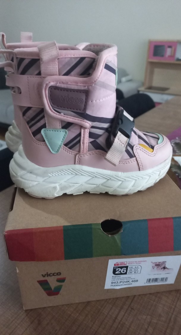 Kız Çocuk Pembe Zebra Desenli Cırt Detaylı Bot - Görsel 2