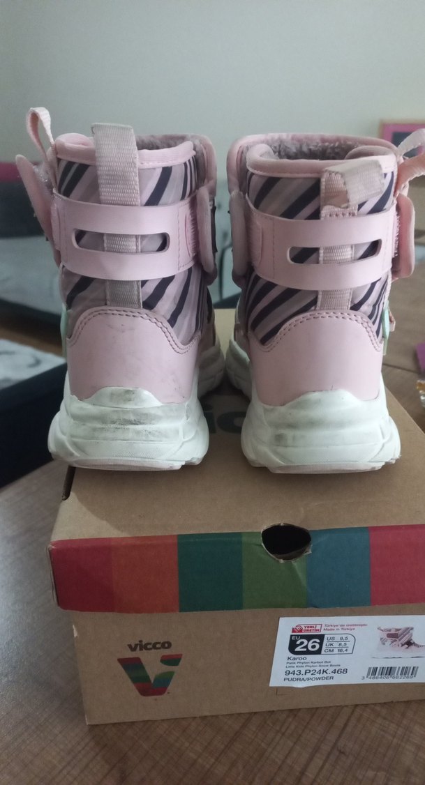 Kız Çocuk Pembe Zebra Desenli Cırt Detaylı Bot - Görsel 3