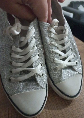 Günlük Gümüş Simli Kadın Spor Ayakkabı - Görsel 3