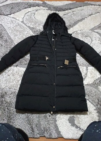 Siyah Kemerli Midi Kadın Kış Montu - Görsel 2