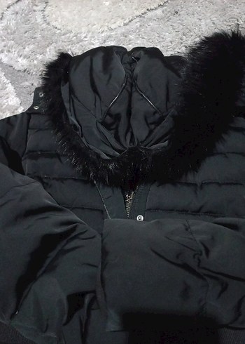 Siyah Kemerli Midi Kadın Kış Montu - Görsel 7