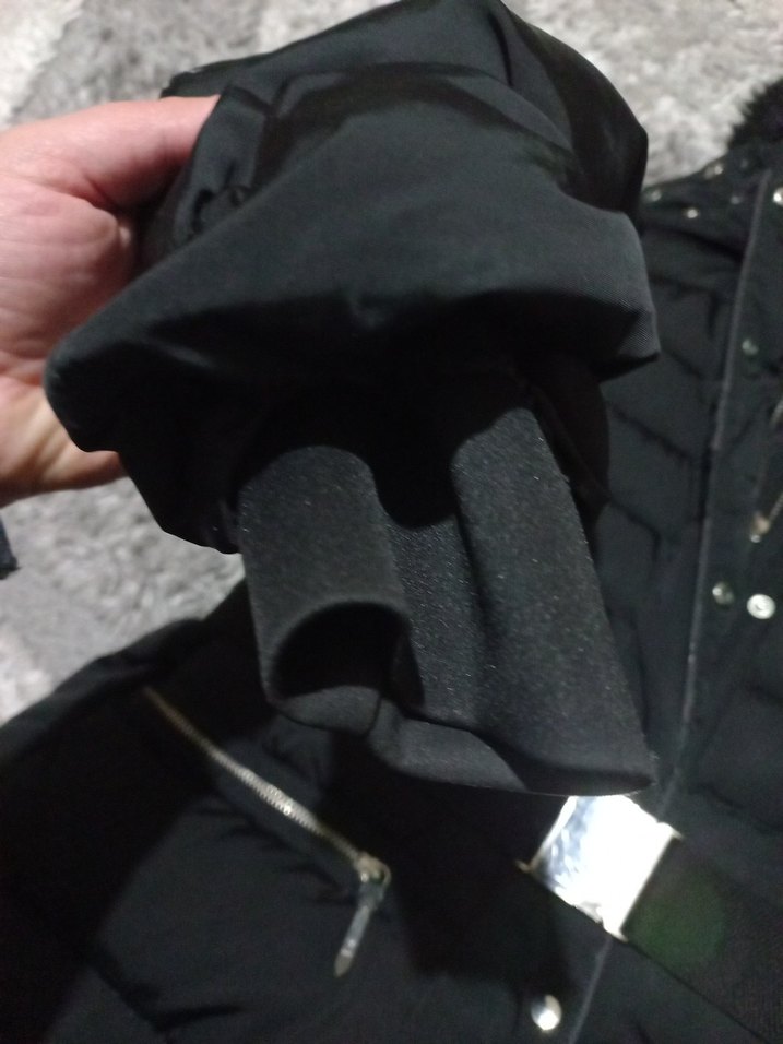 Siyah Kemerli Midi Kadın Kış Montu - Görsel 4