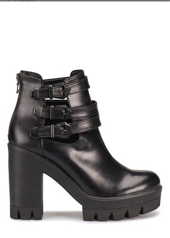 Kadın Siyah Deri Gotik Topuklu Bot - Görsel 2