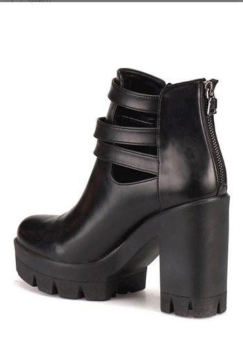 Kadın Siyah Deri Gotik Topuklu Bot - Görsel 3