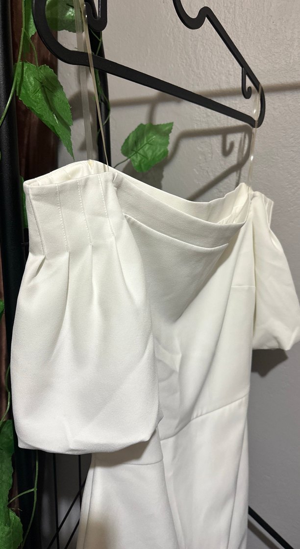 Beyaz Kısa Kollu Midi Kadın Elbise - Görsel 3