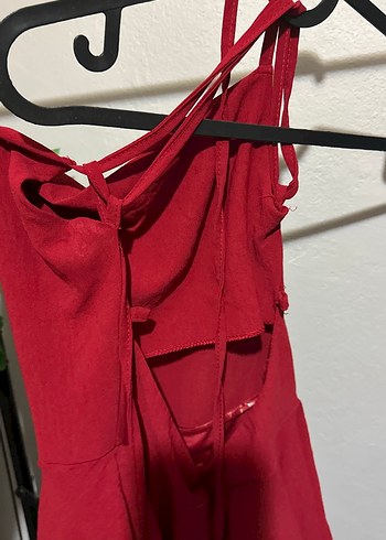 Kırmızı Hamile Midi Keten Etek - Görsel 3