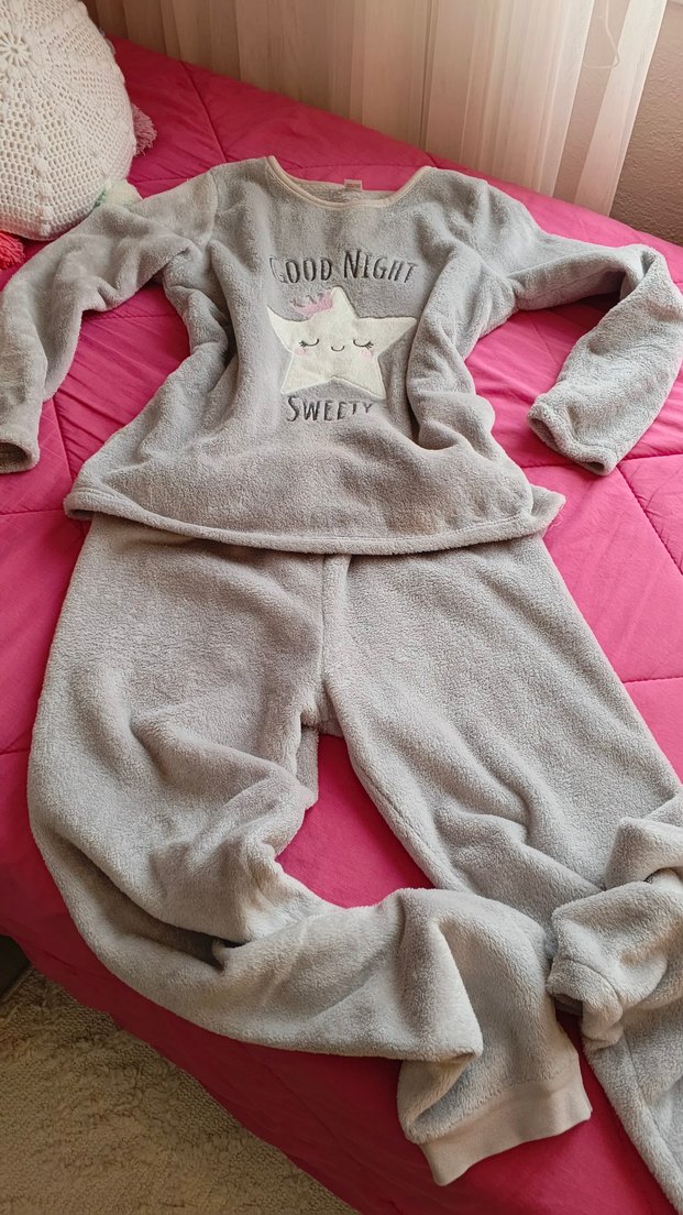 Gri Uzun Kollu Midi Rahat Pijama Takımı - Görsel 3