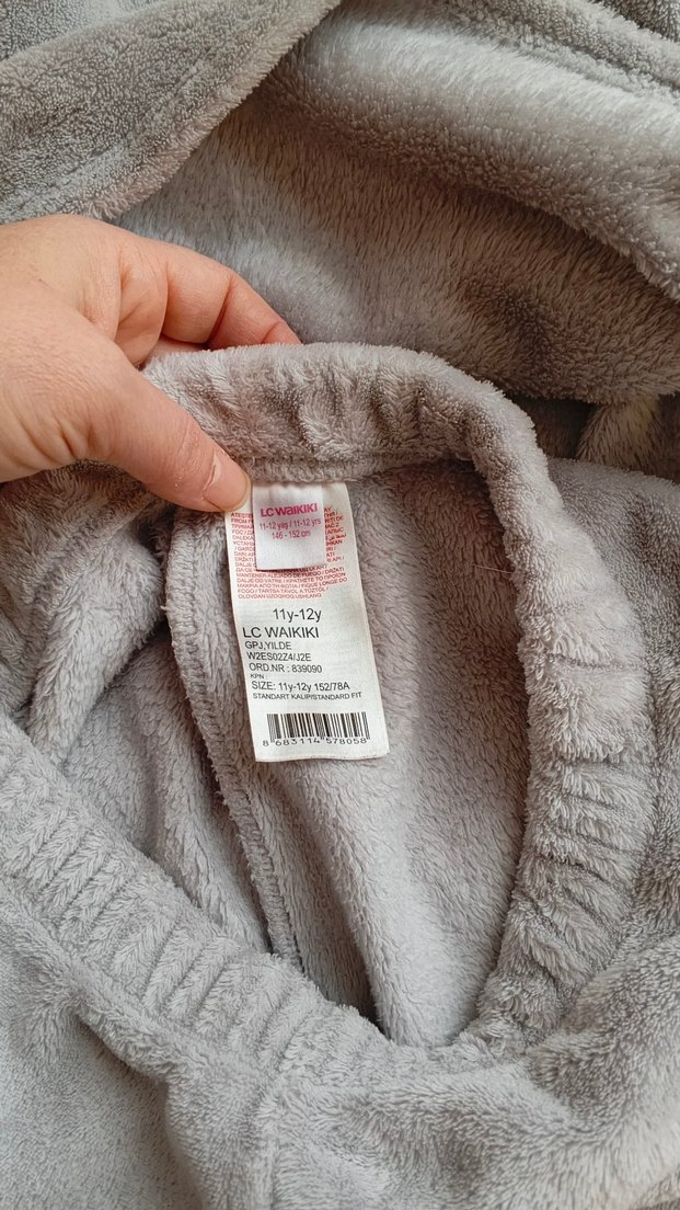 Gri Uzun Kollu Midi Rahat Pijama Takımı - Görsel 5