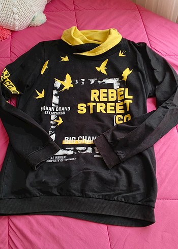 Sarı Siyah Baskılı Erkek Sweatshirt - Görsel 3