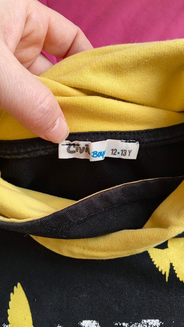 Sarı Siyah Baskılı Erkek Sweatshirt - Görsel 2