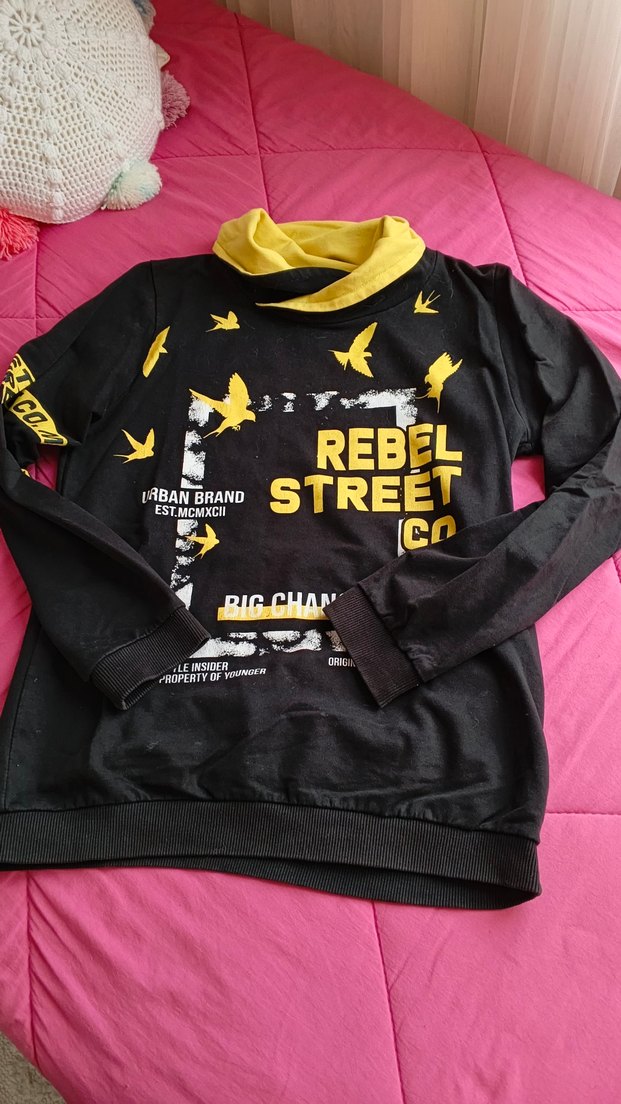 Sarı Siyah Baskılı Erkek Sweatshirt - Görsel 3