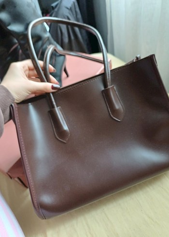 Kahverengi Deri Kadın Omuz Çantası - Görsel 2