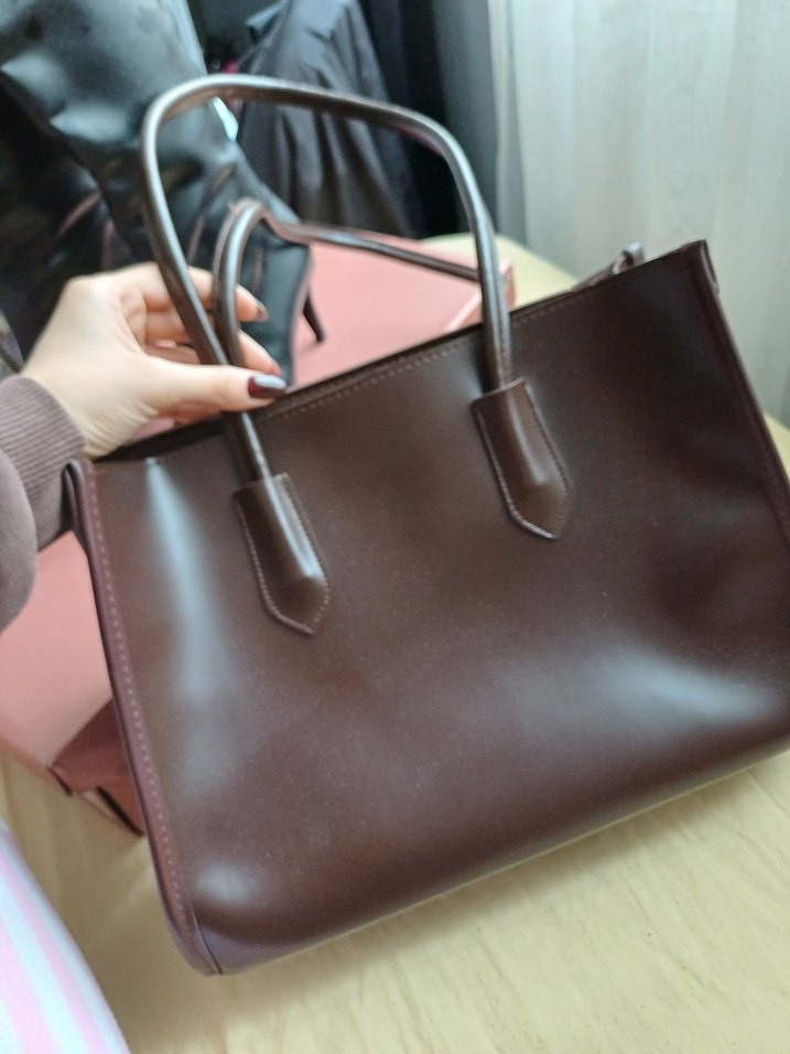 Kahverengi Deri Kadın Omuz Çantası - Görsel 2