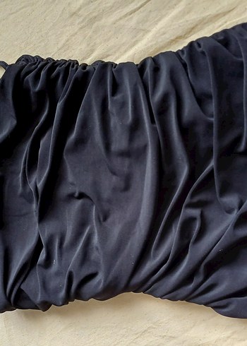 Drapeli siyah elbise - Görsel 2