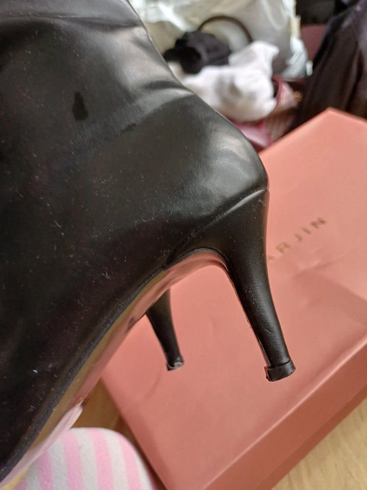 Siyah Deri İnce Topuklu Çizme - Görsel 4